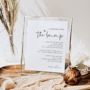 Message from the Bump Sign | EDITABLE Printable Minimalist Baby Shower Template | Modern Favor Baby Shower Sign | Instant Download