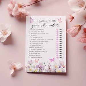 Butterfly Bridal Shower Game: Purple Wildflower Design (EDITABLE Printable)