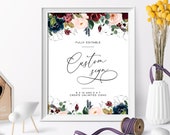 Burgundy Blush Floral Wedding Sign Template: Editable Custom Design (Digital Download)
