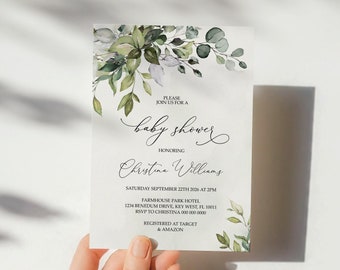 Greenery Eucalyptus Baby Shower Invitation: Editable Printable