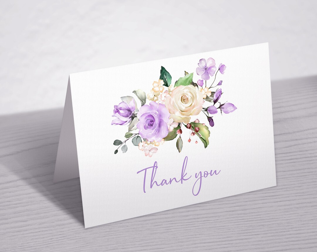 Lavender Floral Thank You Card: Boho Printable Note (digital Download ...