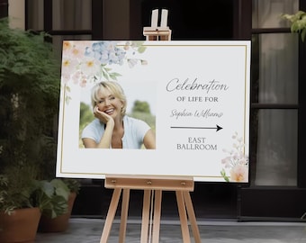 Floral Memorial Direction Sign Template: Celebration of Life (Printable)