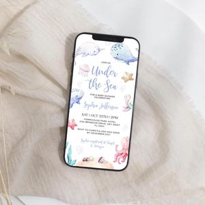 Under the Sea Baby Shower Electronic Invitation | Editable Digital Nautical Invite | Ocean Theme Party Template | Baby Shower Text Message