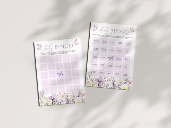 Butterfly Baby Bingo Game: Boho Floral Baby Shower (EDITABLE Printable)