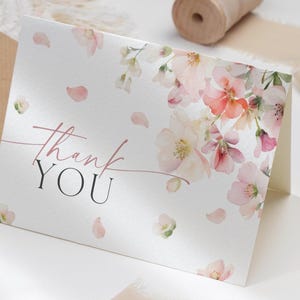 Wilde bloemen bedankkaart | Afdrukbare bedankkaart | Blush & perzik bloemen bruidsbrunch | Boho-babyshower | Verjaardag | Bruiloft