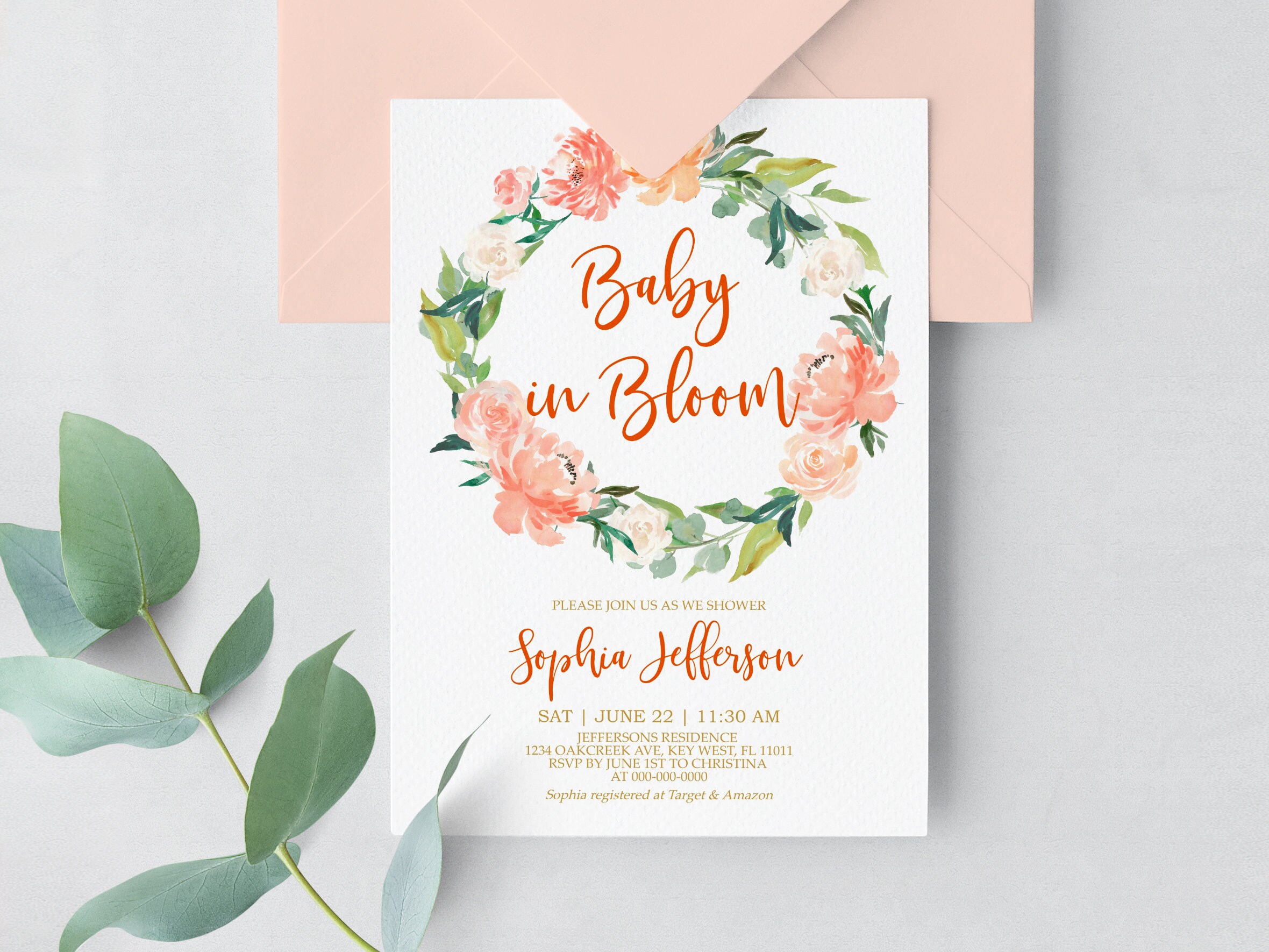 Baby in Bloom Shower Invitation EDITABLE Template Boho Etsy