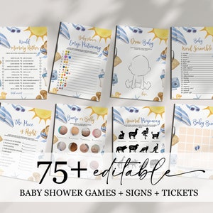 Splish Splash Baby Bash Shower Games Bundle | EDITABLE Summer Boy Baby Shower Games Template | Printable Blue Beach Baby Shower Games