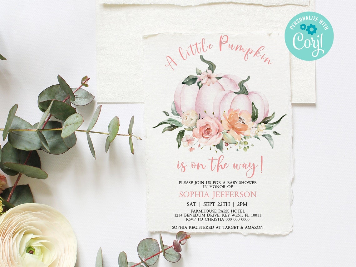 Editable Pumpkin Baby Shower Invitation Template Printable - Etsy