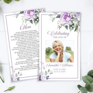 de prière funéraire rose lavande | Modèle de prière commémorative MODIFIABLE | de messe catholique de Zazzle.be Liste d'envies Vous avez des idées ? Souvenir de décès de fleurs violettes et de verdure