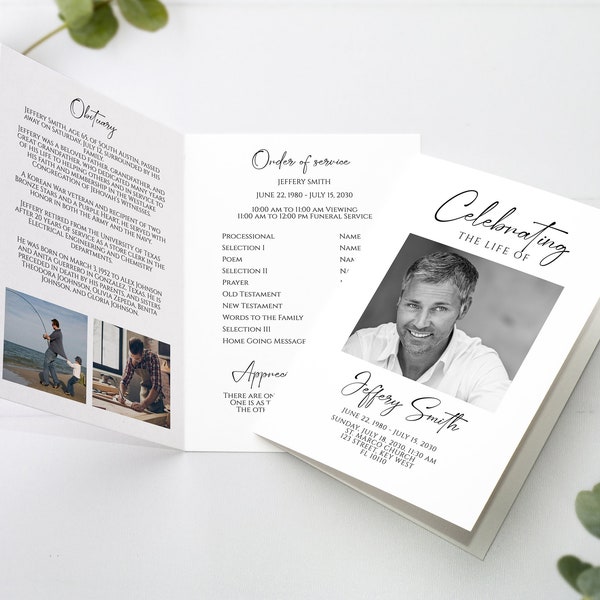 Modelo de Programa Funerário Editável: Celebração da Vida (Download Digital)