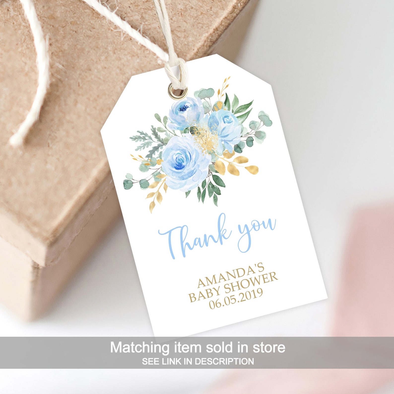Blue Flower Thank You Card Printable Thank You Note Card - Etsy