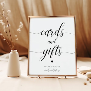 Hochzeitskarten und Geschenke Zeichen | EDITIERBARE druckbare Vorlage | Moderne Kalligraphie Karten & Geschenke Zeichen | Minimalistische Dusche | Sofort Download