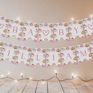 Fall Pumpkin Baby Shower Banner: Editable Name Garland (Digital Download