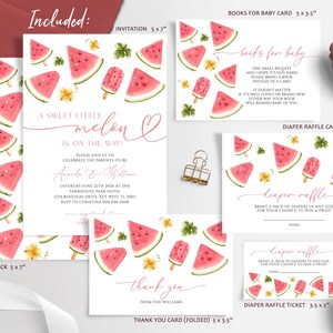 Wassermelone-Babyparty-Einladungs-Set | Bearbeitbare Sommer Baby Sprinkle Vorlage | Aquarell Obst & Eis am Stil druckbar einladen | Tropisch