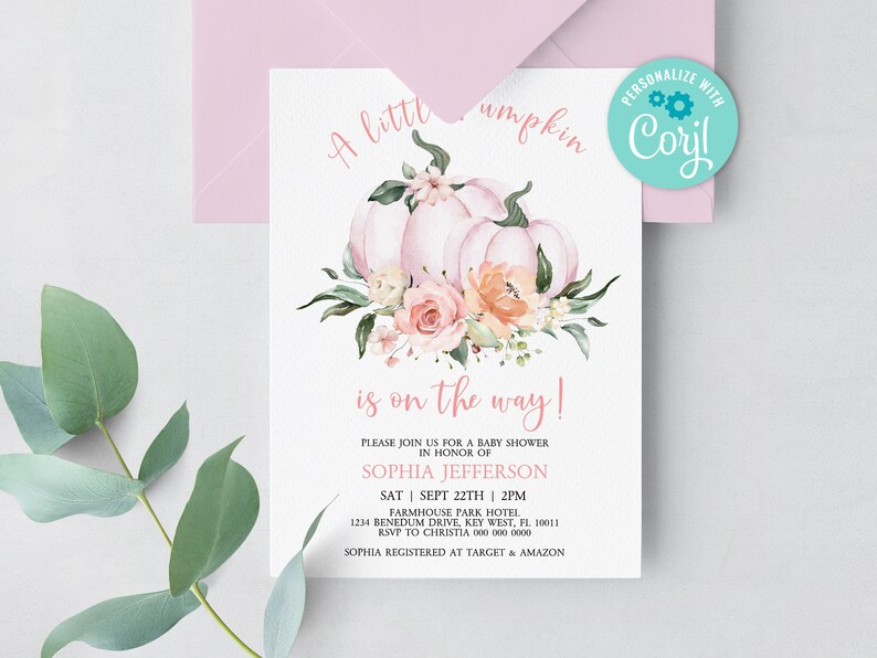 Editable Pumpkin Baby Shower Invitation Template Printable Etsy