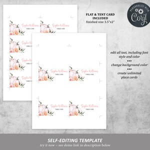 Pumpkin Place Cards, 100% Editable, Printable Place Card Template ...