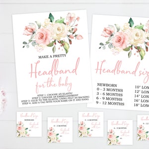Rose Flower Headband Station for Baby Shower, EDITABLE, Printable Head band Kit, Blush Pink Make a Pretty Headband, DIY, Instant Download