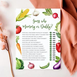 Locally Grown Guess Who Mommy or Daddy Game | EDITABLE Printable Vegetable Garden Baby Shower Game | Rustic Farm Theme Baby Brunch Activity