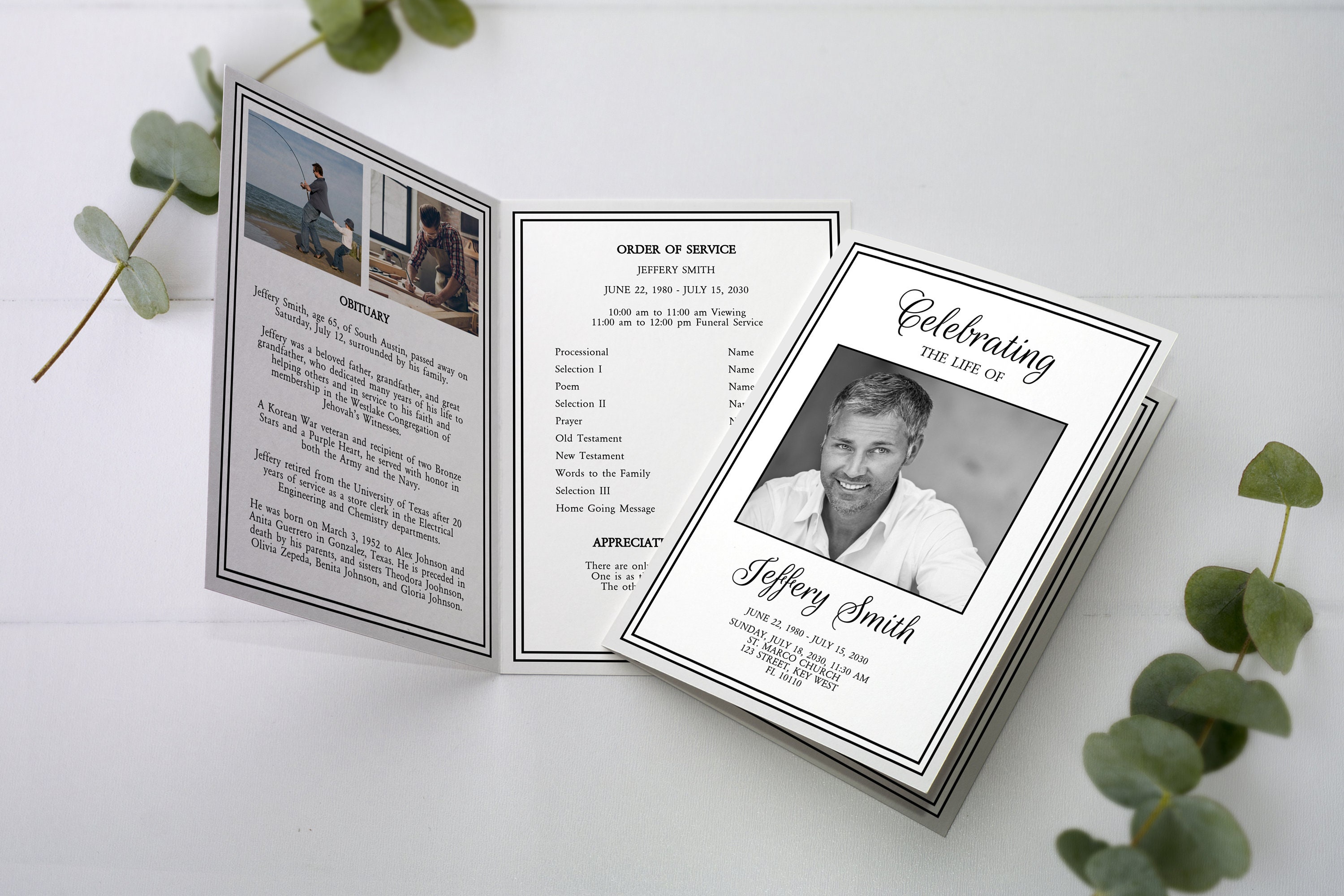 Editable Funeral Program Template: Celebration of Life (digital File ...