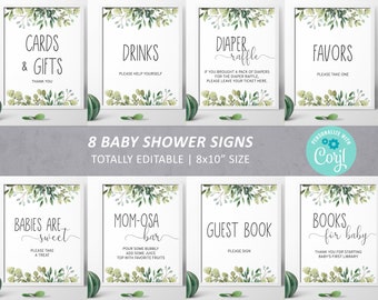 Pack de panneaux pour baby shower Greenery : modifiable 8 x 10 (téléchargement instantané)