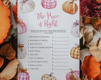 Fall Pumpkin Baby Shower Game: Price is Right Printable (5x7 Digital Download