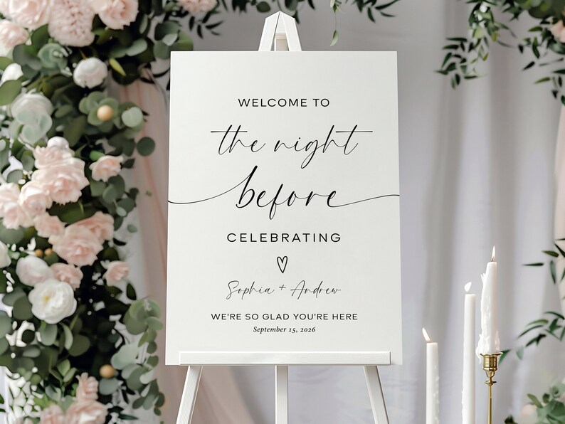 Minimalist the Night Before Sign | EDITABLE Wedding Rehearsal Sign ...