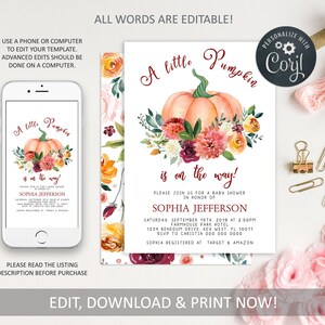 Fall Baby Shower Invitation Template 100% Editable Printable | Etsy