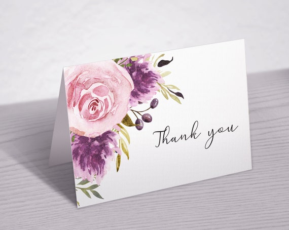 Lavender Thank You Card Printable Thank You Note Card - Etsy