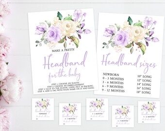 Lavender Headband Station: Baby Shower DIY Kit (Digital Download)
