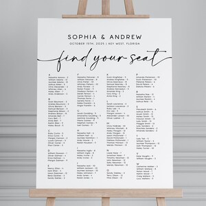 Modello alfabetico per la tabella dei posti a sedere / Tabella dei posti a sedere per matrimoni MODIFICABILE / Cartello per la tabella dei posti a sedere fai da te stampabile / Poster per la tabella dei posti a sedere per matrimoni