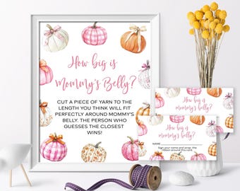 Pumpkin Baby Shower Game: Guess Mommy's Belly Size (Printable Template, Digital Download