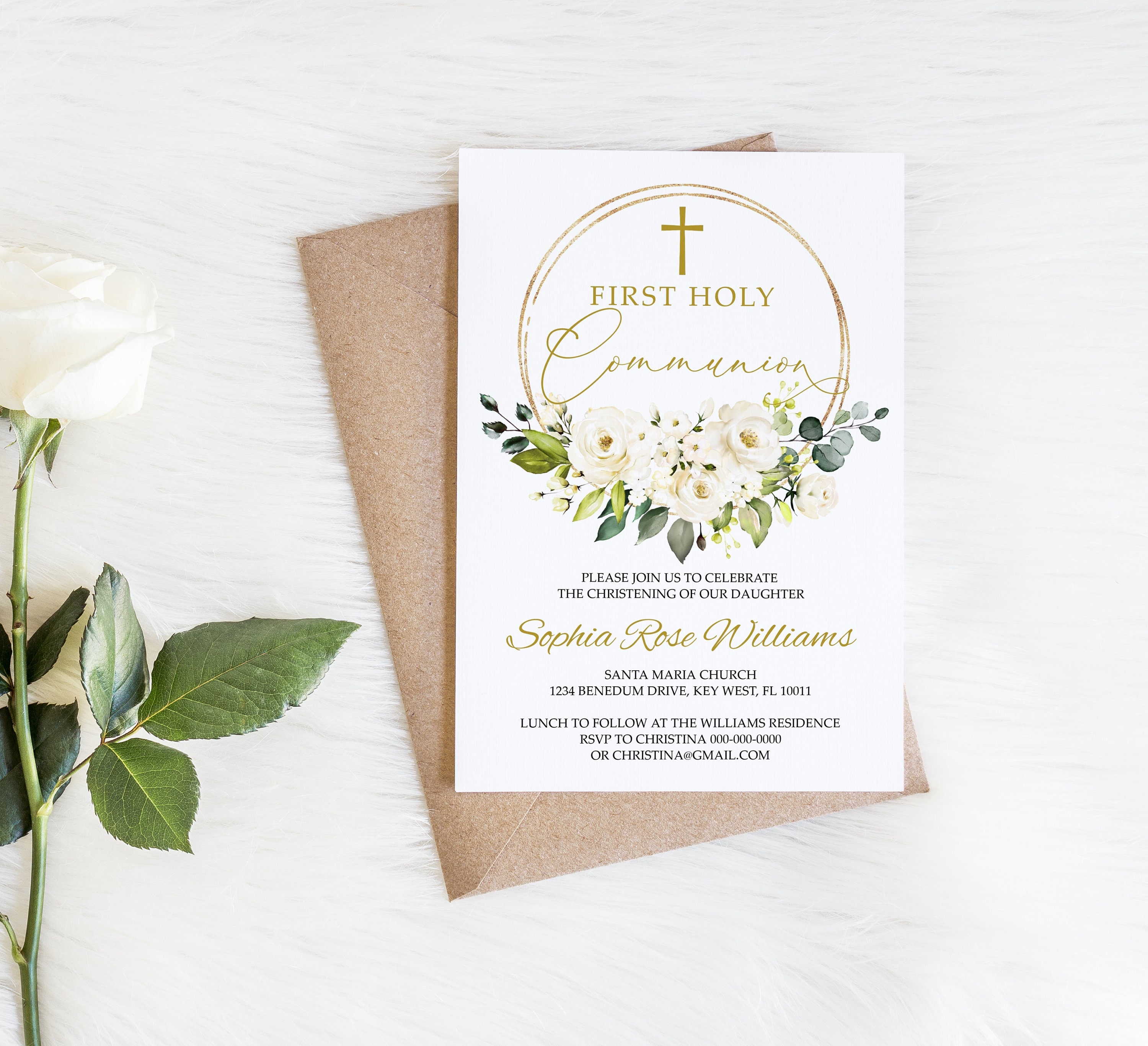 First Holy Communion Invitation EDITABLE Template White Etsy First Holy Communion Invitation EDITABLE Template White Etsy