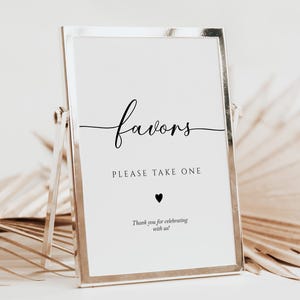 Modern Favors Sign | Printable Minimalist Wedding Favors Sign Template | Boho Bridal Shower Editable Favor Sign
