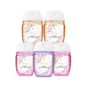 Blush Pink Flowers Mini Hand Sanitizer Etiketten, EDITIERBARE Vorlage, Taufe Gastgeschenke, Boho Bridal Shower, Blumen Baby Brunch, INSTANT DOWNLOAD