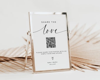 Modernes Hochzeitsfoto-Zeichen: Teilen Sie die Liebe, bearbeitbare Vorlage (Digitaler Download)