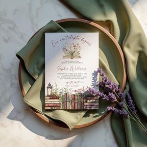 faire-part nuptiale sur le thème du livre | Notre prochain chapitre commence | Invitation florale vintage de livre de Zazzle.be Liste d'envies Vous avez des idées ? Modèle imprimable de mariage rustique