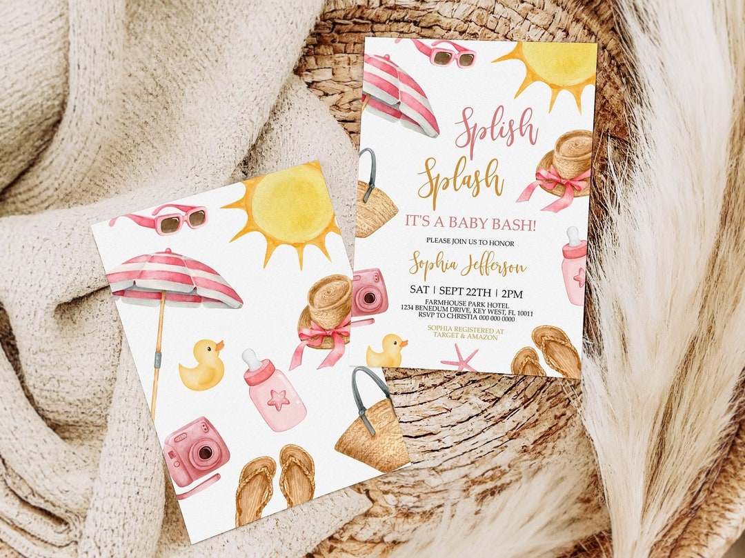 Splish Splash Baby Bash Girl Baby Shower Invitation | Printable ...