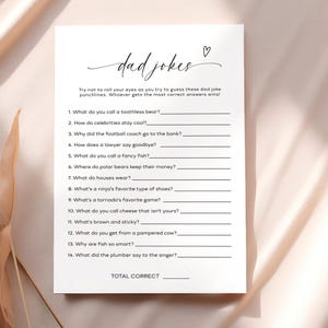 Dad Jokes Baby Shower Game | Minimalist Funny Jokes and Riddles Game | EDITABLE Printable Baby Shower Template | Baby Shower Activity