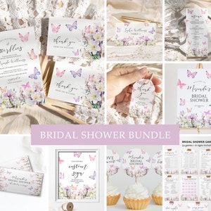 Lifetime of Butterflies-uitnodigingsbundel vrijgezellenfeest | BEWERKBARE Boho vlinder wilde bloemen sjabloon | Afdrukbare doucheuitnodiging, games