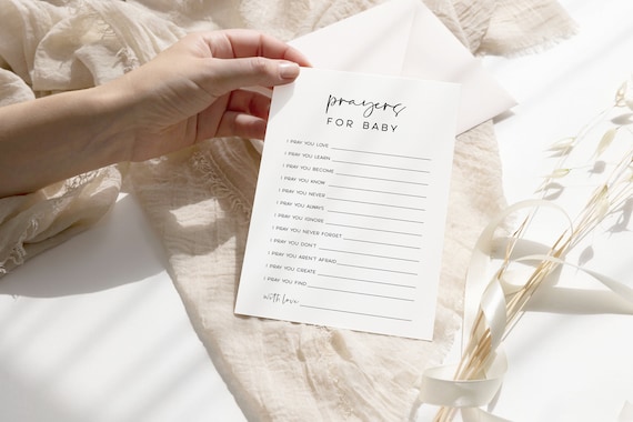 Prayers for Baby Card: Minimalist Baby Shower Template (Instant Download)