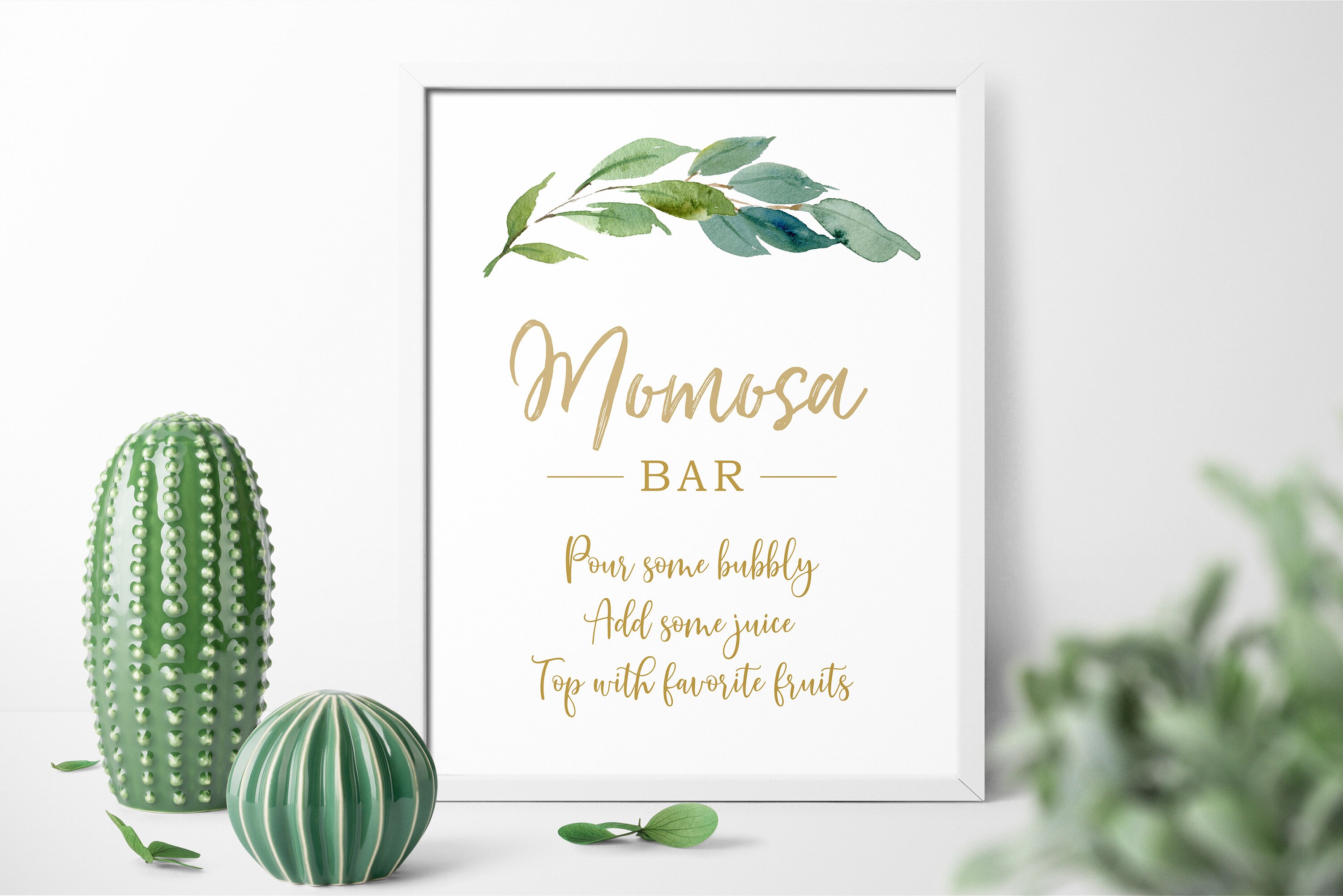 Momosa Bar Sign Printable Greenery Mom-osa Bar Template Boy | Etsy