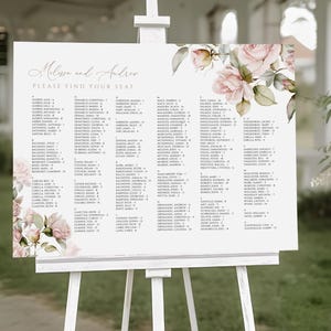 Modello modificabile per la tabella dei posti a sedere per matrimonio con rose / Modello alfabetico per la tabella dei posti a sedere per matrimonio con rose blu / Modello fai da te per la tabella dei posti a sedere per matrimonio stampabile / SCARICA