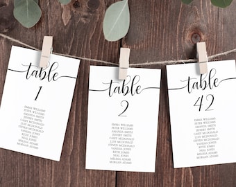 Wedding Seating Table Cards, EDITABLE, Calligraphy Find Your Seat, DIY Printable Plan Template, Seating Chart Small Pages, Instant Download