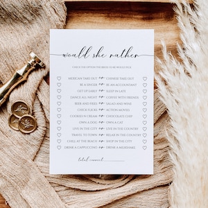 Serait-elle plutôt jeu de douche nuptiale, modèle de jeu de mariée imprimable moderne, minimaliste serait-elle plutôt jeu de mariage, modèle modifiable