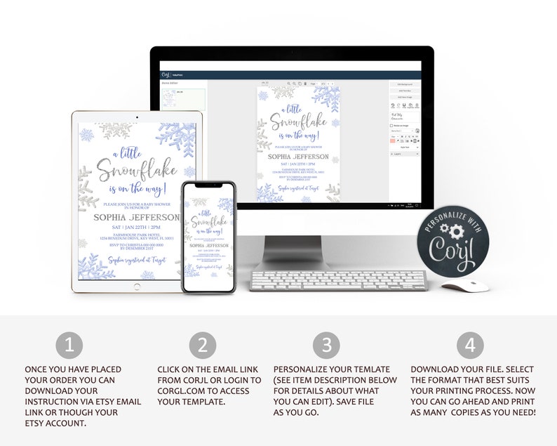 Winter Baby Shower Trivia, Blue & Silver Snowflakes, Printable Baby