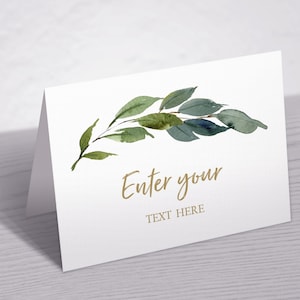 Cartão de buffet de vegetação, modelo de etiquetas de alimentos imprimíveis EDITÁVEIS, cartão de barraca de buffet DIY rústico verde, noiva, chá de bebê, aniversário, casamento