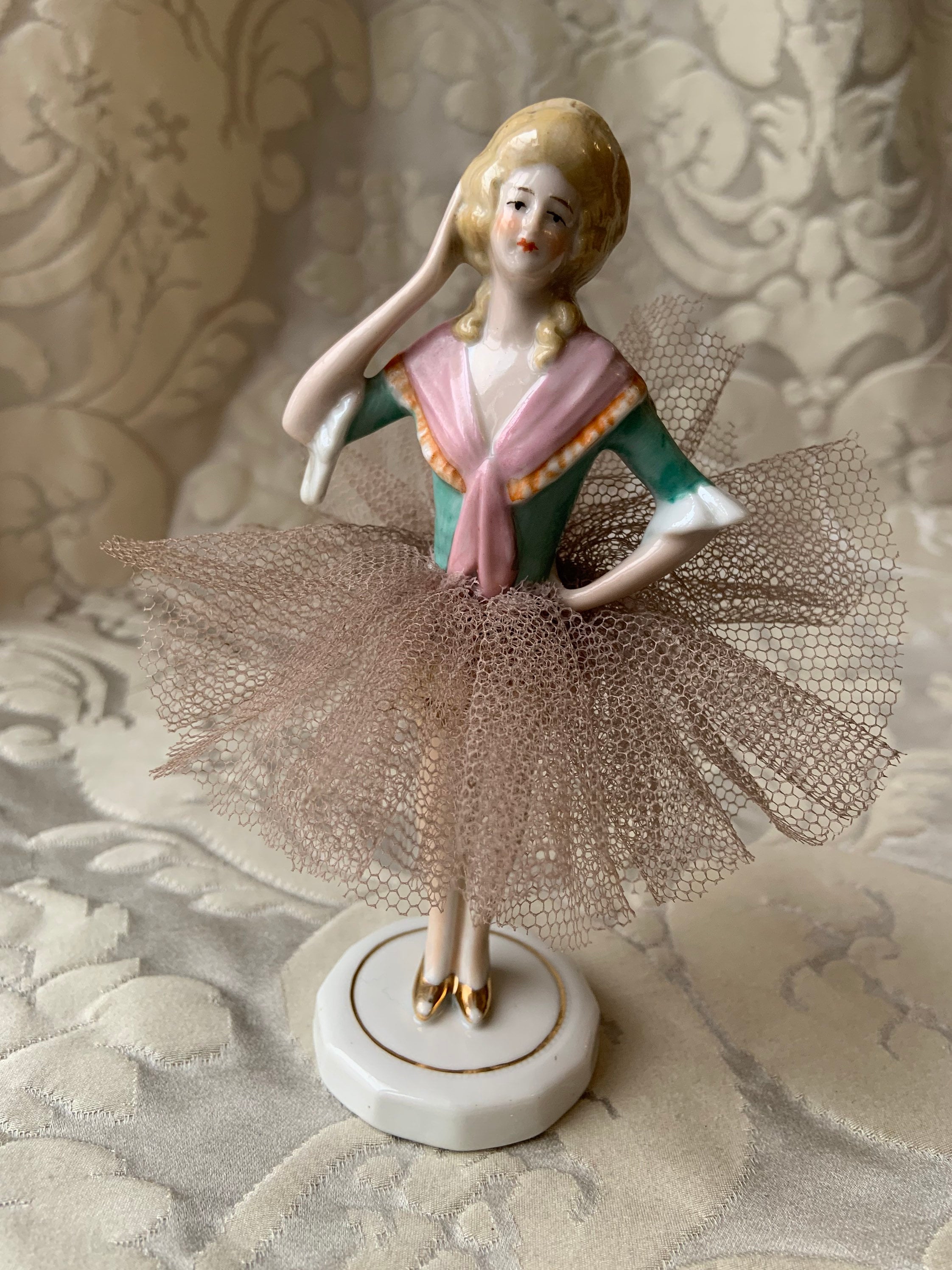 ANCIENNE SCULPTURE FEMME Danseuse Porcelaine Art Deco EUR 105,00