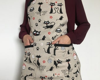 Black Cat Apron with pockets