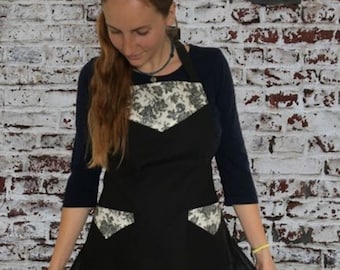 FLORAL APRON DRESS ブラック Amazon.com: Cityelf Floral Apron Dress Snap Adjustable