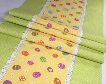 Easter table runner with Easter colorful eggs